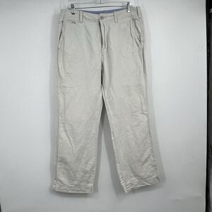 J. Crew Linen Cotton Blend Mens Bootleg Pants Beige 32X30 Beach Resort Vacation